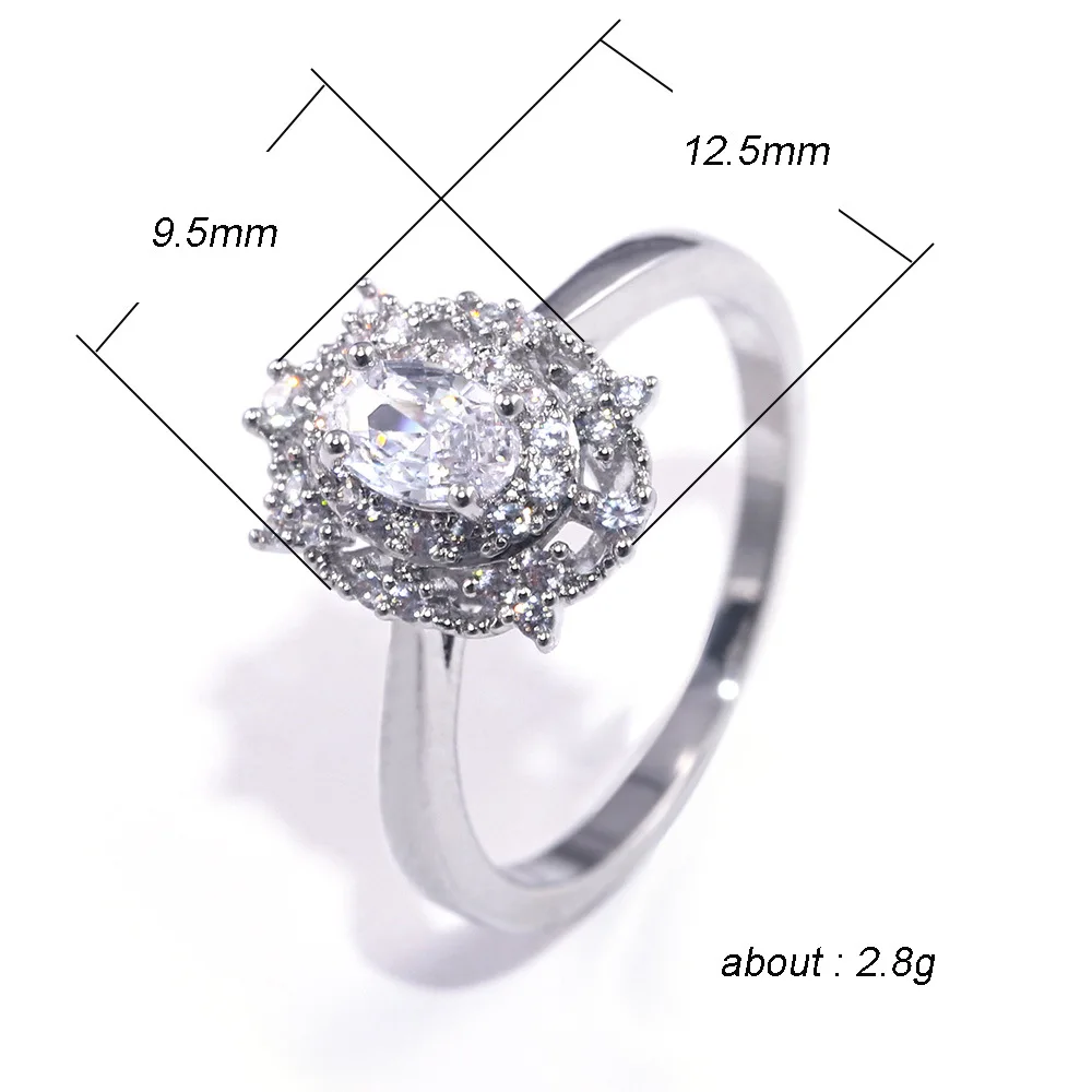 Four Claw Diamond Set Simple Fashion Ring For Women Trend Classic Zircon Finger Ring Female Party Engagement Jewelry
