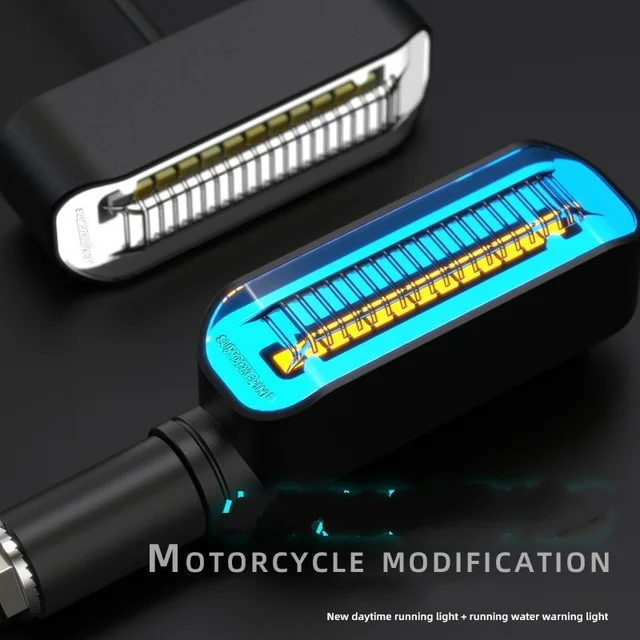 Luces intermitentes para motocicleta, luces intermitentes que fluyen 14 LED  12 V motocicleta LED parpadeante ámbar lámpara mini tallo flecha luces