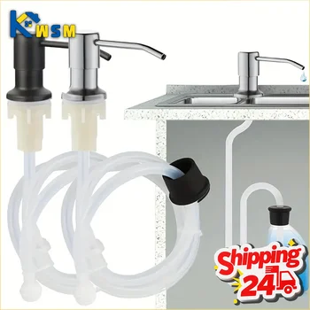 1/2PCS สแตนเลสสตีลเครื่องจ่ายสบู่เหลวปั๊มอ่างล้างจานมือกดขวดสําหรับล้างจานผงซักฟอกอุปกรณ์ห้องน้ํา 1
