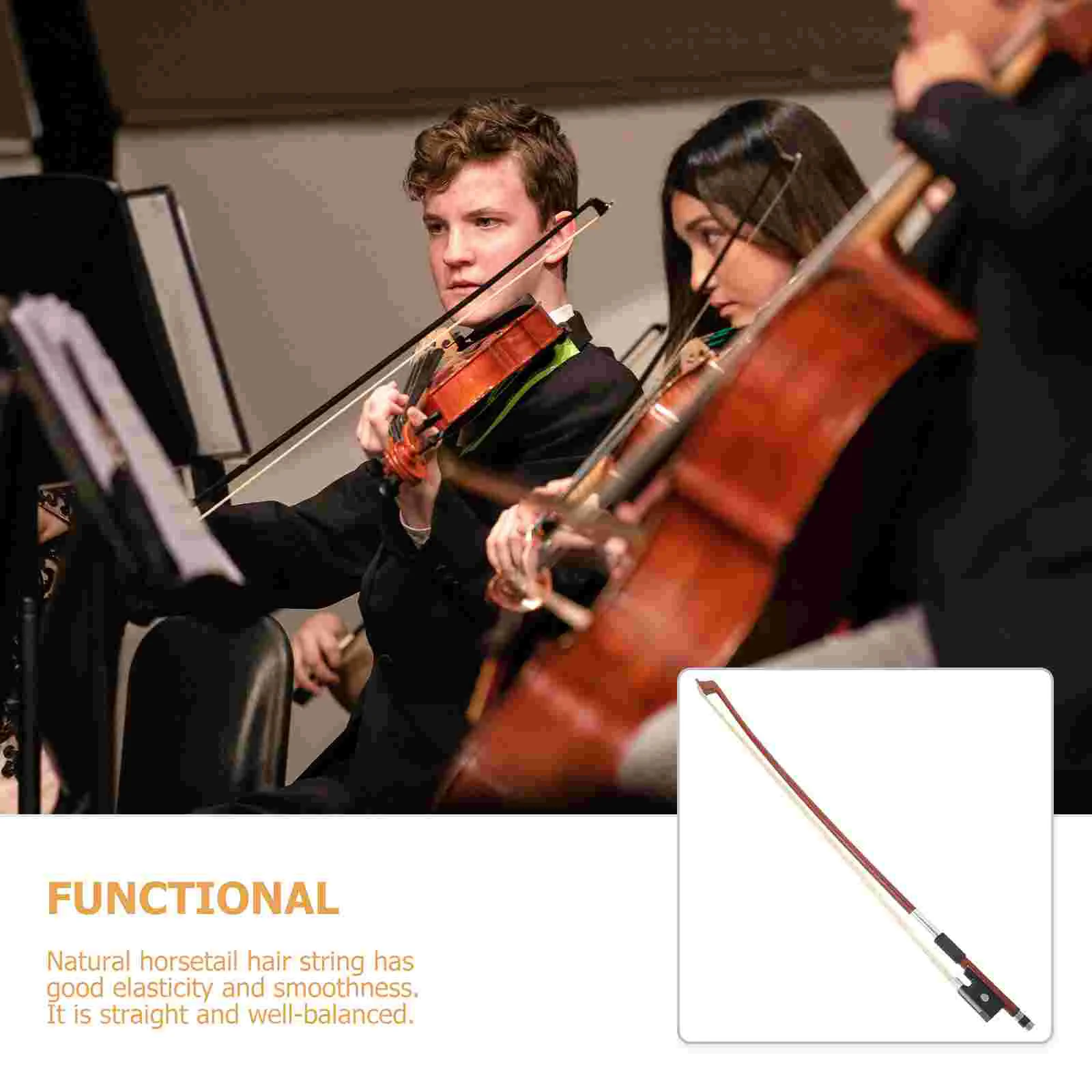 Violin Bow Performance Grade Pure Horsetail Bow Rod (1/10 1/16 Violin Black Tail Pants Universal Bow) Accessories violin bow hair violin bow brush violin bow collimator violin bow grip device