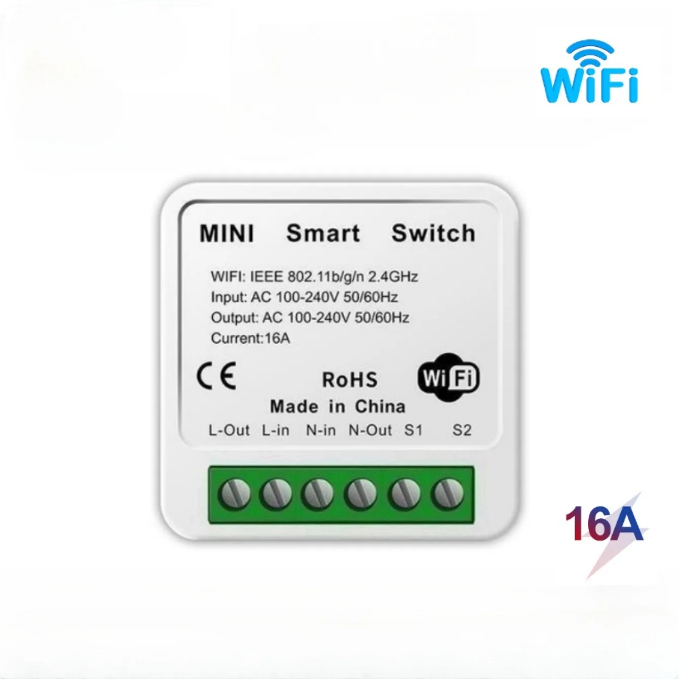 Tuya 16A 미니 Wifi 스위치 DIY 단방향 원격 제어 타이머 릴레이 자동화 스마트 라이프 작업 Alexa Google Home Alice