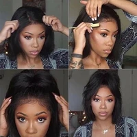 Perruque Bob Lace Front Wig naturelle Remy lisse et crépue, cheveux courts, 13x4, sans colle, Yaki, pre-plucked, avec Baby Hair 5