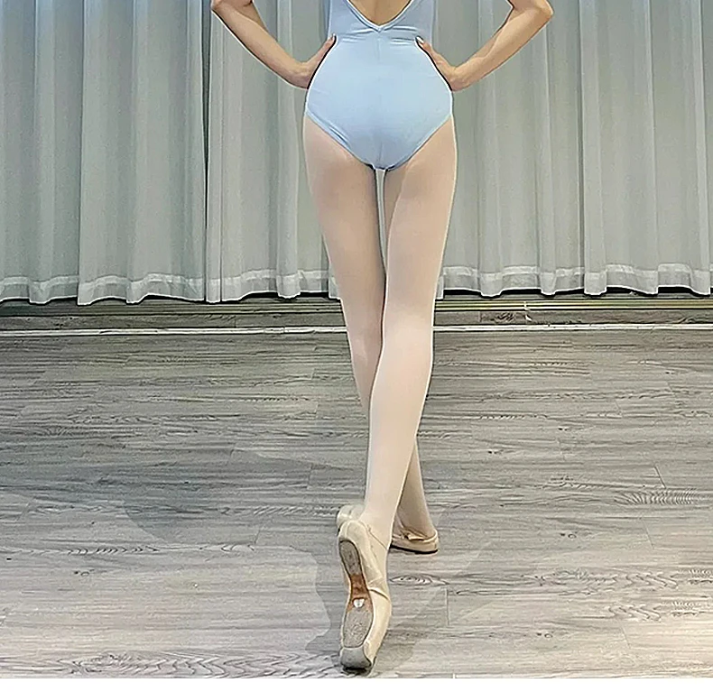 Ballett-Tanzanzug für Damen mit Rundhalsausschnitt, Neckholder und Schrägnaht-Design, Sportbekleidung aus Nylon, Jumpsuit mit Rückenausschnitt – Detail 2