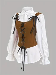 Vintage - Inspired European & American Women's Corset Halter Tops - XXL (Khaki)