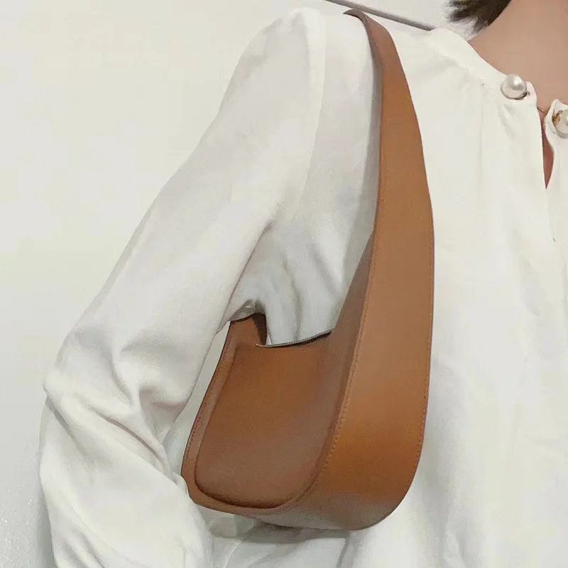 

The Half Moon Bag Women's Genuine Leather Stick Bag Single Shoulder Underarm Handheld Design Bag Lady Shoulder Bag For Woman