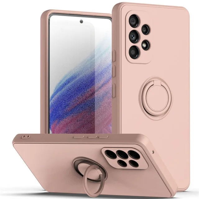 Premium Magnetic Ring Holder Liquid Silicone Case Cover