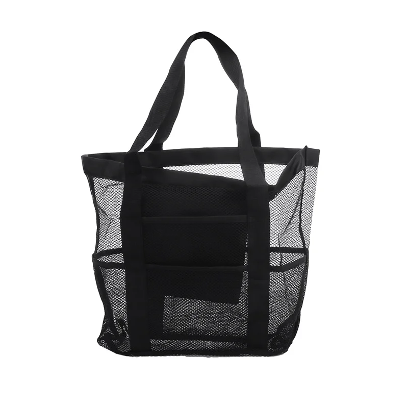 Large Capacity Mesh Beach Bag Foldable Breathable Tote For Swimming Travel Grocery One Shoulder Handheld Wash Bag New