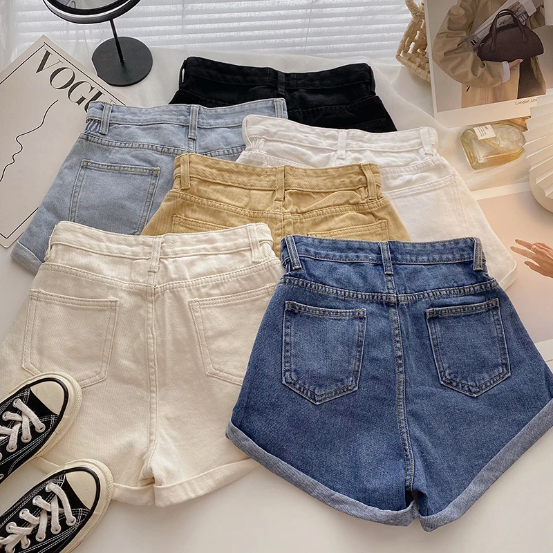 keiki kona shorts Ashgaily 2022 New High Waist female Fashion Casual Summer Cool Women Denim Shorts Wide Leg Hollow Out Plus Size Jean Shorts leather shorts