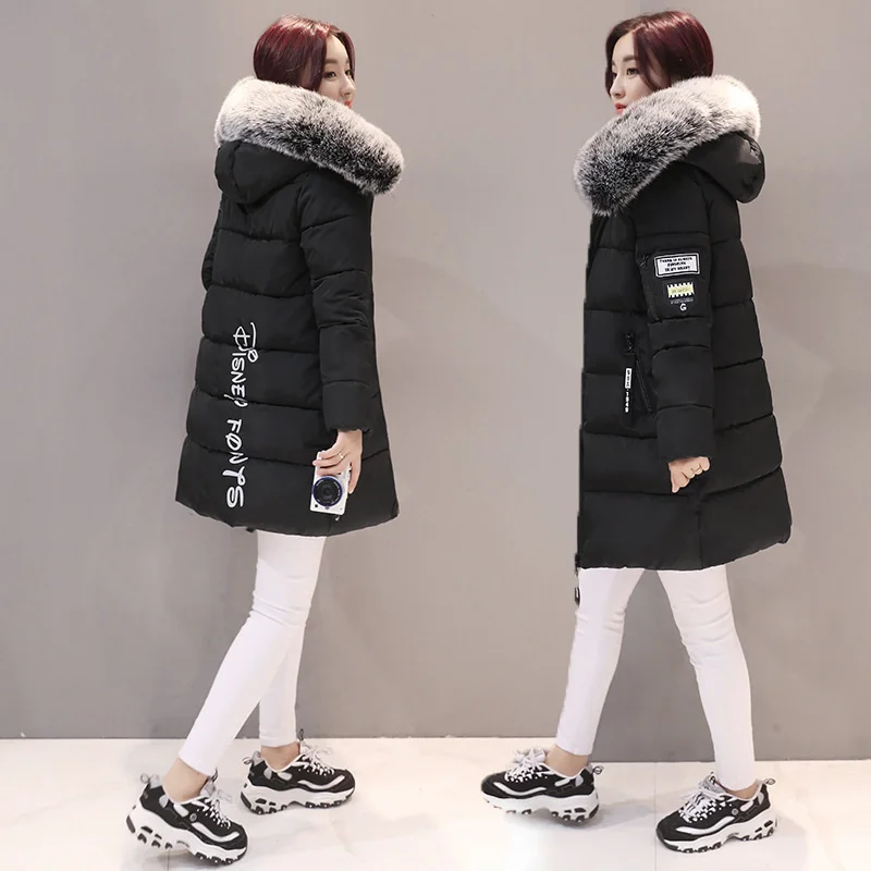 

Cotton Coated Women's 2023 Winter Wear New Korean Fashion Mid length Cotton Coated Women's Large Slim Fit Hooded Coat Women's