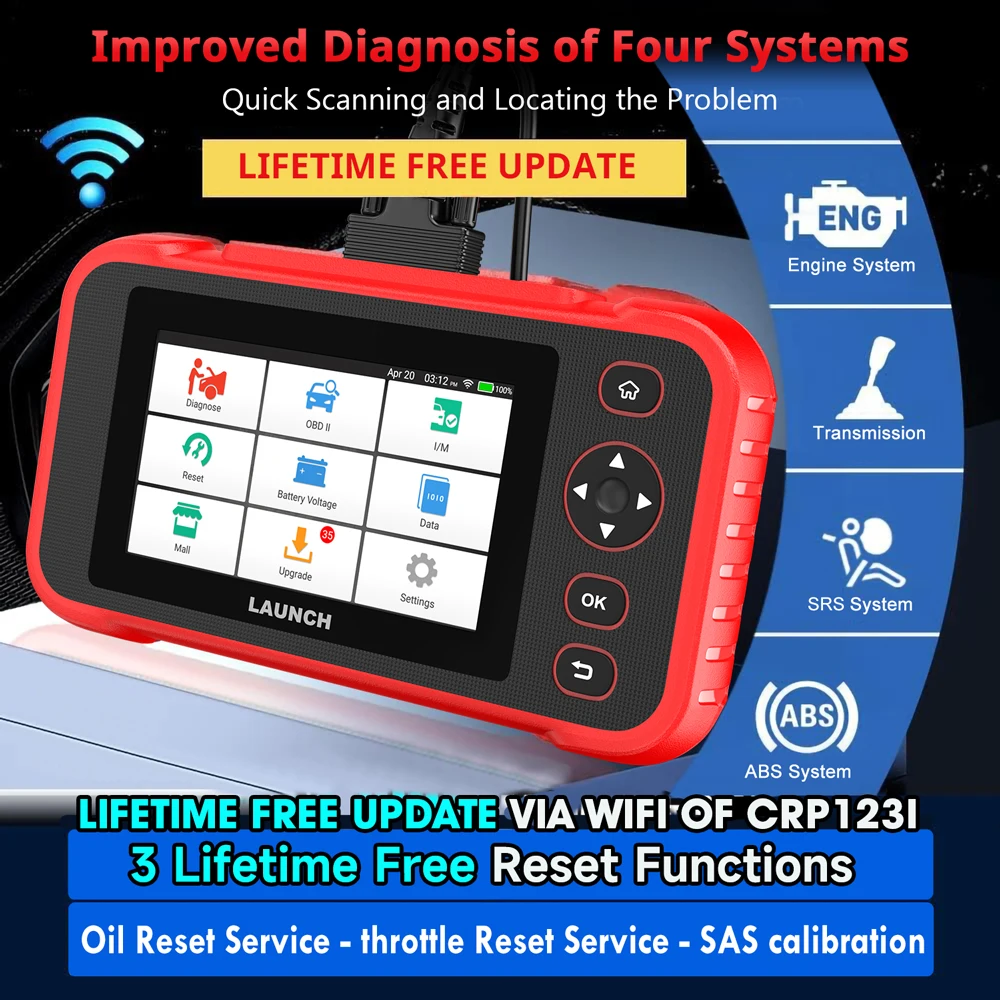 Launch CRP123X OBDII Professional 4 System Scanner