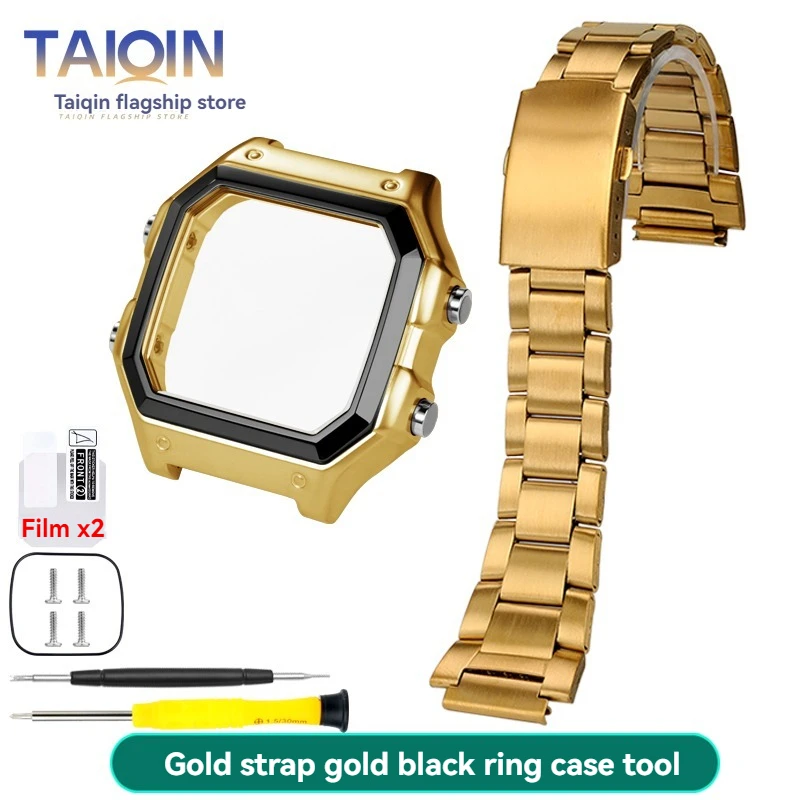 Stainless Steel Watch Case with Waterproof Ring - Black/Silver Finish