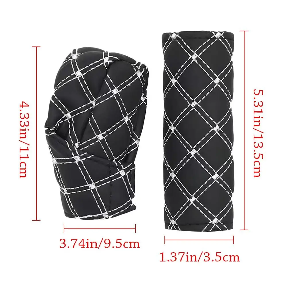 Car Shift Handle Cover Handbrake Protective Universal Adjustable Shift Knob Cover 2Pcs/set