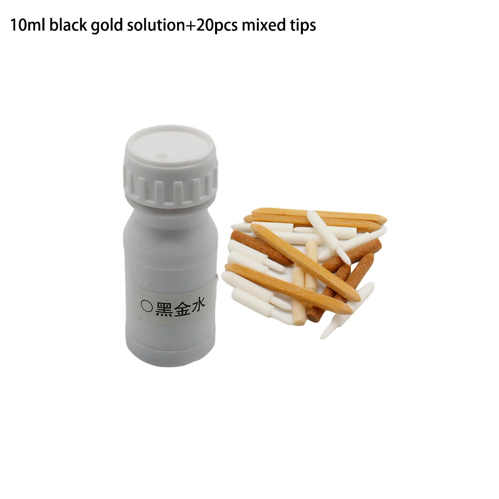 10ML Pen Plating Solution Kit 24k Gold Electroplating Liquid with 20pcs Tips Jewelry Repair Metal Coating on Ring Chain Watch
