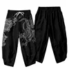 Japanese Kimono Pants Women Men Samurai Dragon Print Harem Pants Loose Elastic Waist Chinese Style Cosplay Trousers 2