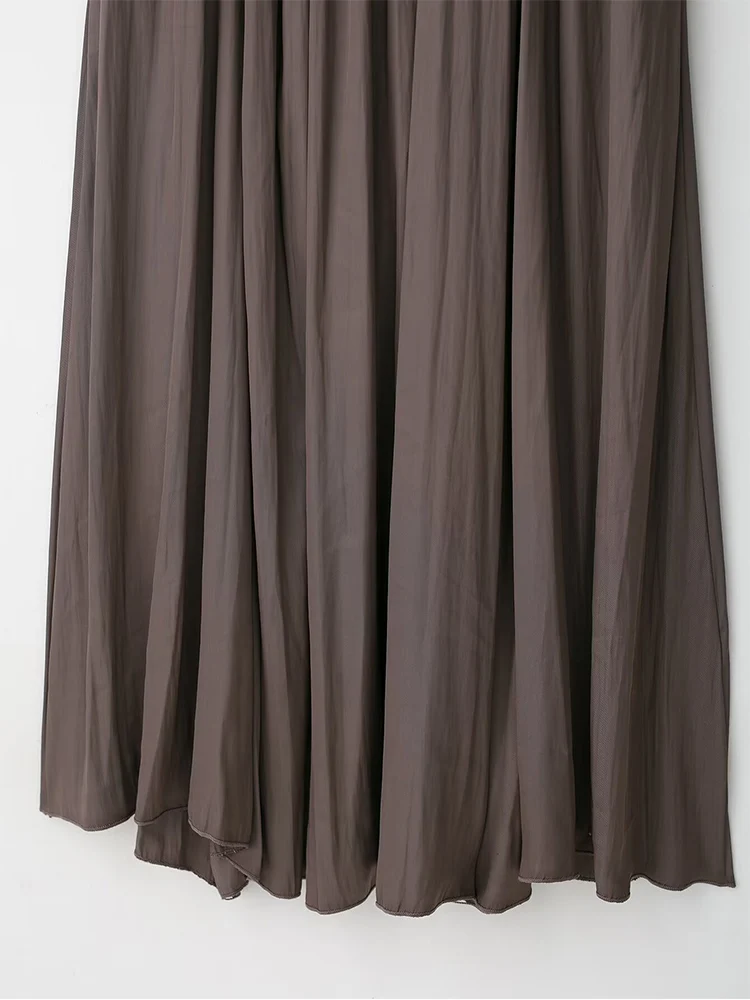 TFMLN Women's Backless Sling Maxi Dresses Casual Loose Pleated U-neck Vestidos 2025 Summer New Ladies Solid Vacation Streetwear