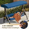 3 in 1 Outdoor Porch Swing with Adjustable Canopy, 3 Seat Outdoor Swing for Adults, Patio Swing Chair with Thickened Cushions 3