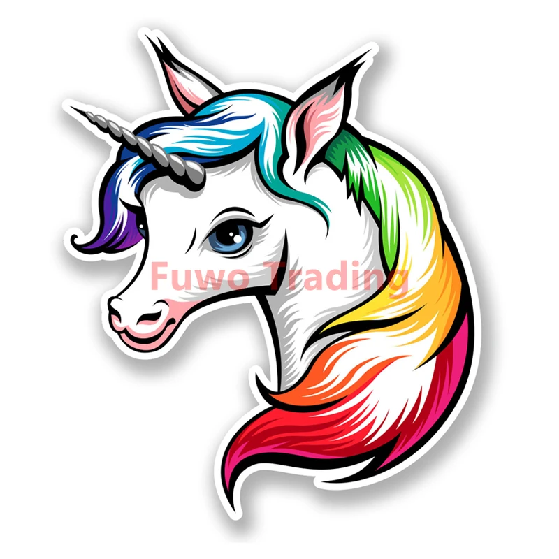 Fuwo Trading Car Sticker Lovely Unicor Cartoon Horse Waterproof Decal Laptop Suitcase Motorcycle Auto Accessories PVC |