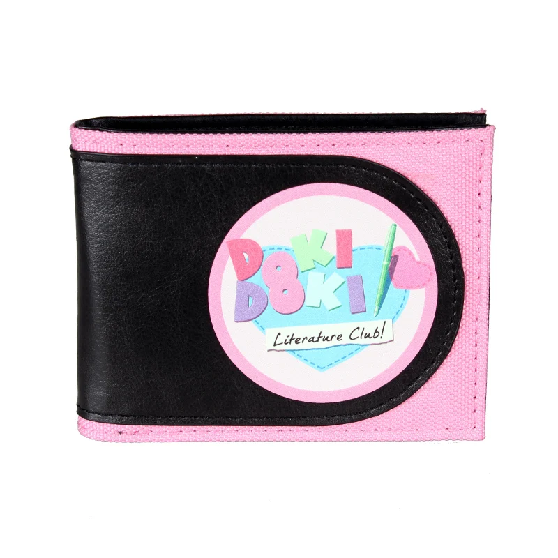 Pink double fold men's wallet, fashionable girls' card holder