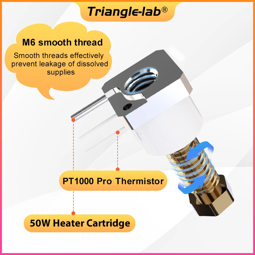 Trianglelab-tchc Td6 Pt1000 Hotend Built-in Termistor Pt1000 para Chc Td6 v6 Hotend Hotend Hotend Hotend Hotend Hotend Dde Hotend v6 - Imagem 6