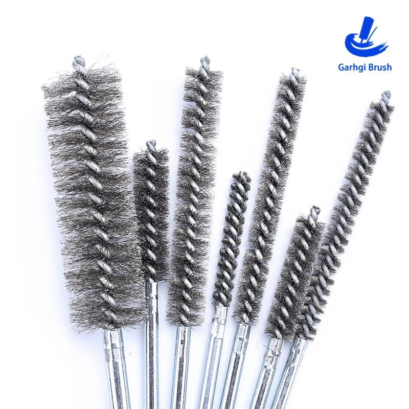Stainless Steel Wire Pipeline Brushes in Twisted-in-Wire for ID Deburring Polishing Rust Removing Tube Cleaning Hand Tools Drill