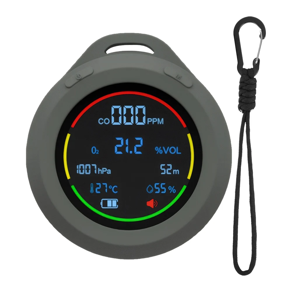 6 In 1 CO CO2 Carbon Monoxide Carbon Dioxide Detector HD LCD Display Portable Gas Detector Rechargeable 120HR Standby for Travel