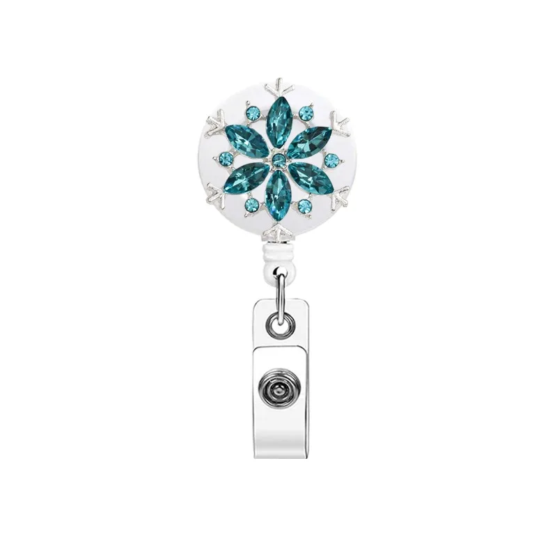 Bling Crystal Rhinestones ID Retractable Reel Badge Holder With Swivel Clip