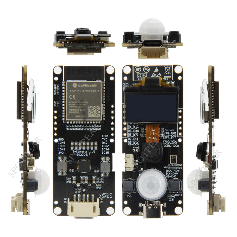 ESP32-S3    T-Camera-S3, 0.96 ġ OLED ÷, OV2640 ī޶ 