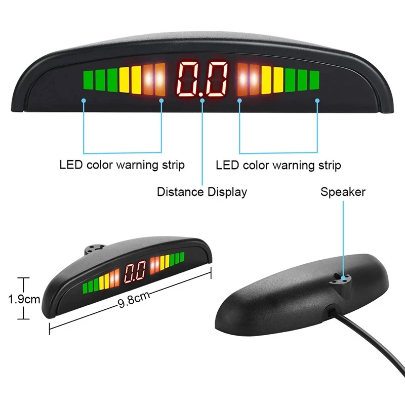 TKOOFN Kit de sensor de aparcamiento 4/8, sensores para el coche de sistema  de aparcamiento digital con pantalla LED (sensor de colores a elegir)