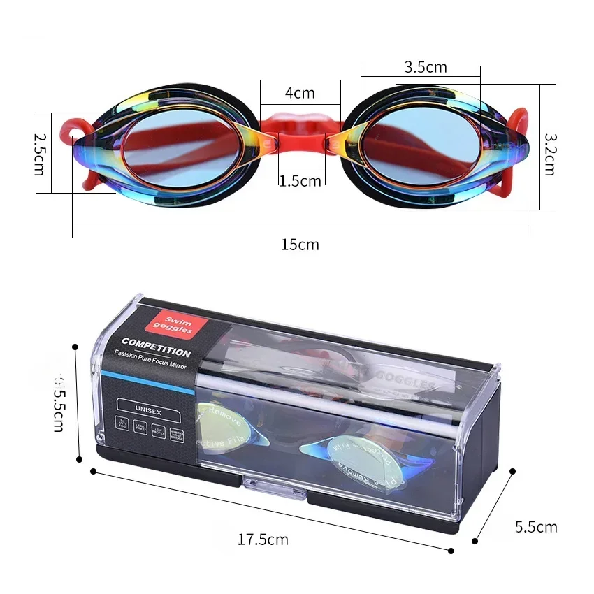 Race Swimming Goggles Colorful Anti-fog Waterproof Optical Glasses Competive Swim Mask replaceable nose bridge frames swimming goggles
