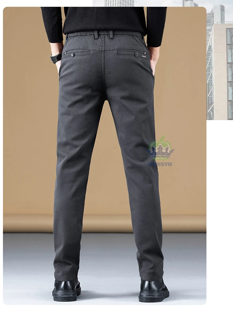 Hohe Qualität Herbst Winter Baumwolle Stoff Casual Hosen Männer Grau Schwarz Braun Korea Arbeit Klassische Slim Fit Cargo Hosen Männlichen 28-38 – Detail 12