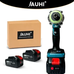 JAUHI Electric Impact Wrench Brushless Cordless Electric Wrench 1/2 inch Compatible Makita 18V Battery Screwdriver Power Tools