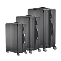 Ensemble de valises Roshanda 3 pièces 20 "24" 28 " en ABS rigide, ensemble de bagages de voyage à 4 roues avec fermeture éclair et poignée télescopique, tailles M-L-XL, noir 1