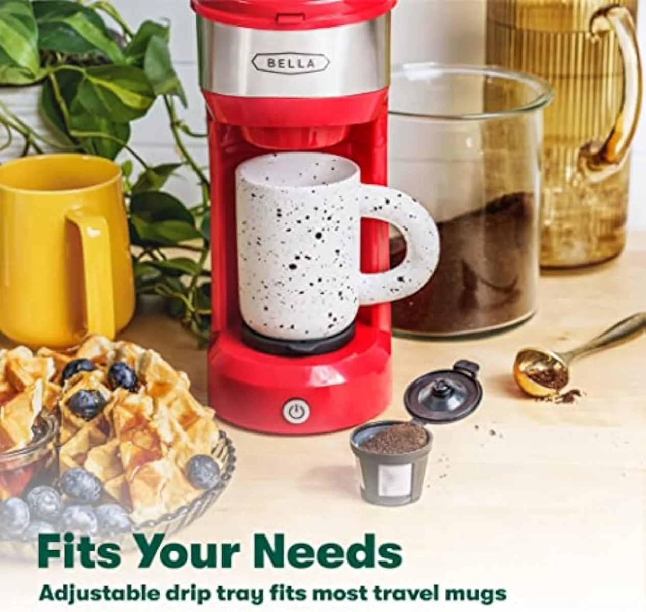 Dual Brew Single Serve Coffee Maker, K-cup - Carefree Auto Shut Off & Adjustable Tray, 14oz, Red | USA | NEW 4
