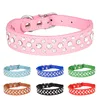 Pet collars for small dogs, pet collars, rhinestone PU collars for cats and dogs, adjustable to prevent pets from being lost