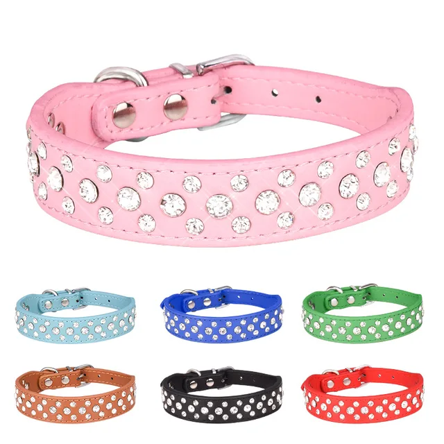 Pet collars for small dogs, pet collars, rhinestone PU collars for cats and dogs, adjustable to prevent pets from being lost Pet collars for small dogs, pet collars, rhinestone PU collars for cats and dogs, adjustable to prevent pets from being lost