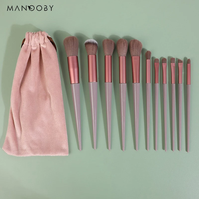 13pcs Soft Makeup Brushes Set Eyeshadow Contour Brush Fluffy Foundation Powder Kabuki Brushes