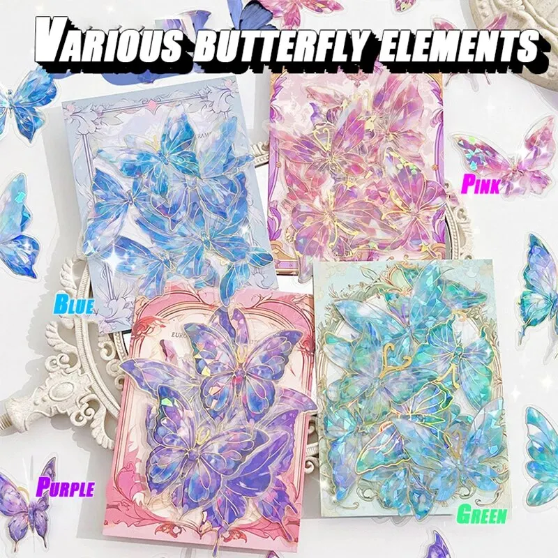 3D Laser Butterfly Stickers Decorated Gold Stamping Various Shapes for Gifts Self Adhesive 3d stickers 3d wall stickers butterfly wall decor