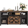 59" Coffee Bar Storage Cabinet with Mesh Doors, Farmhouse Buffet Cabinet, Rustic Sideboard with Sliding Barn Doo 1
