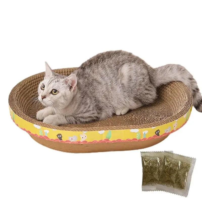 

Oval Cat Scratcher Cardboard Corrugated Cardboard Cat Bed Scratching Cardboard With Catnip Cat Scratching Post Lounge Bed