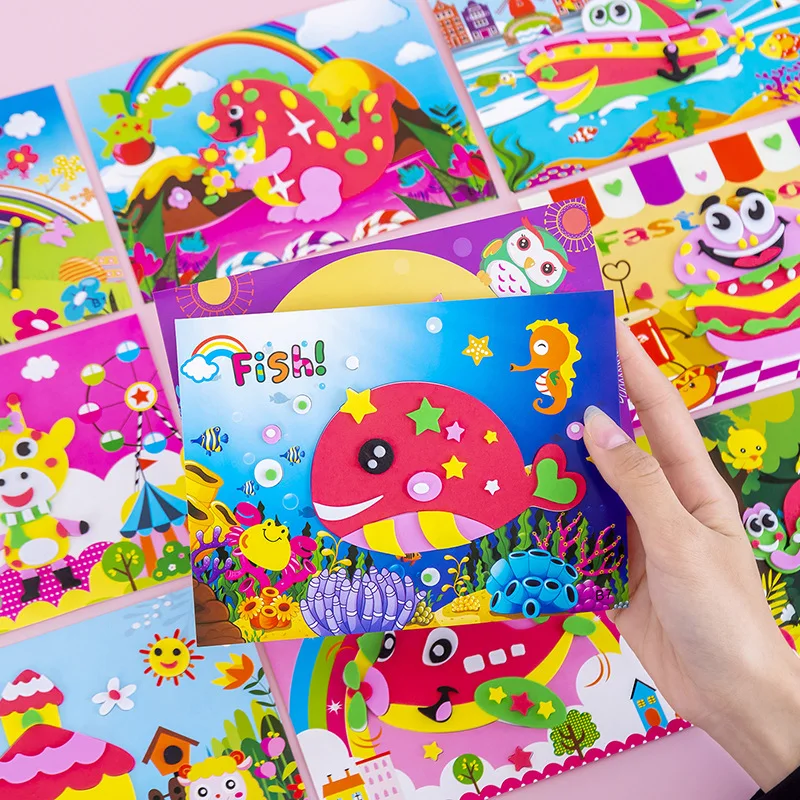 10Pc Cartoon 3D EVA Foam Sticker Animal Puzzle Education Toys for Kids ...