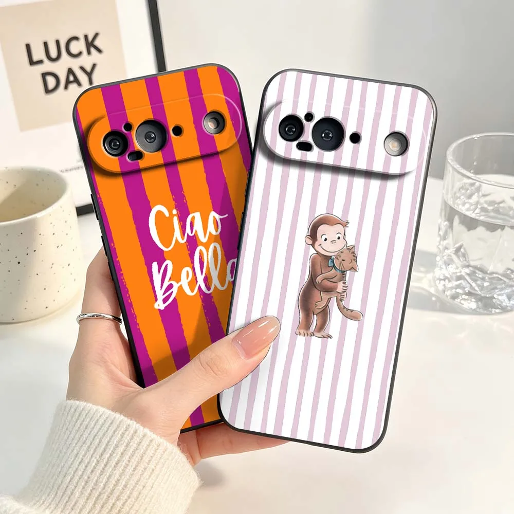 Orange Striped Minimalist Black Soft Silicone Phone Case