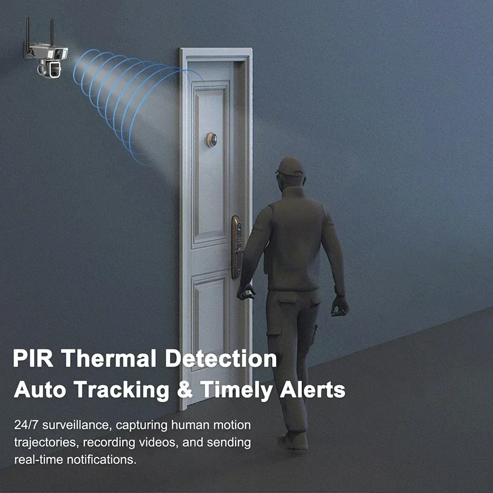 PEGATAH 8MP WiFi Dual Lens Solar Camera 20X Optical Zoom 4K WiFi Solar Cam PIR Human Detection PTZ Security Waterproof Camera