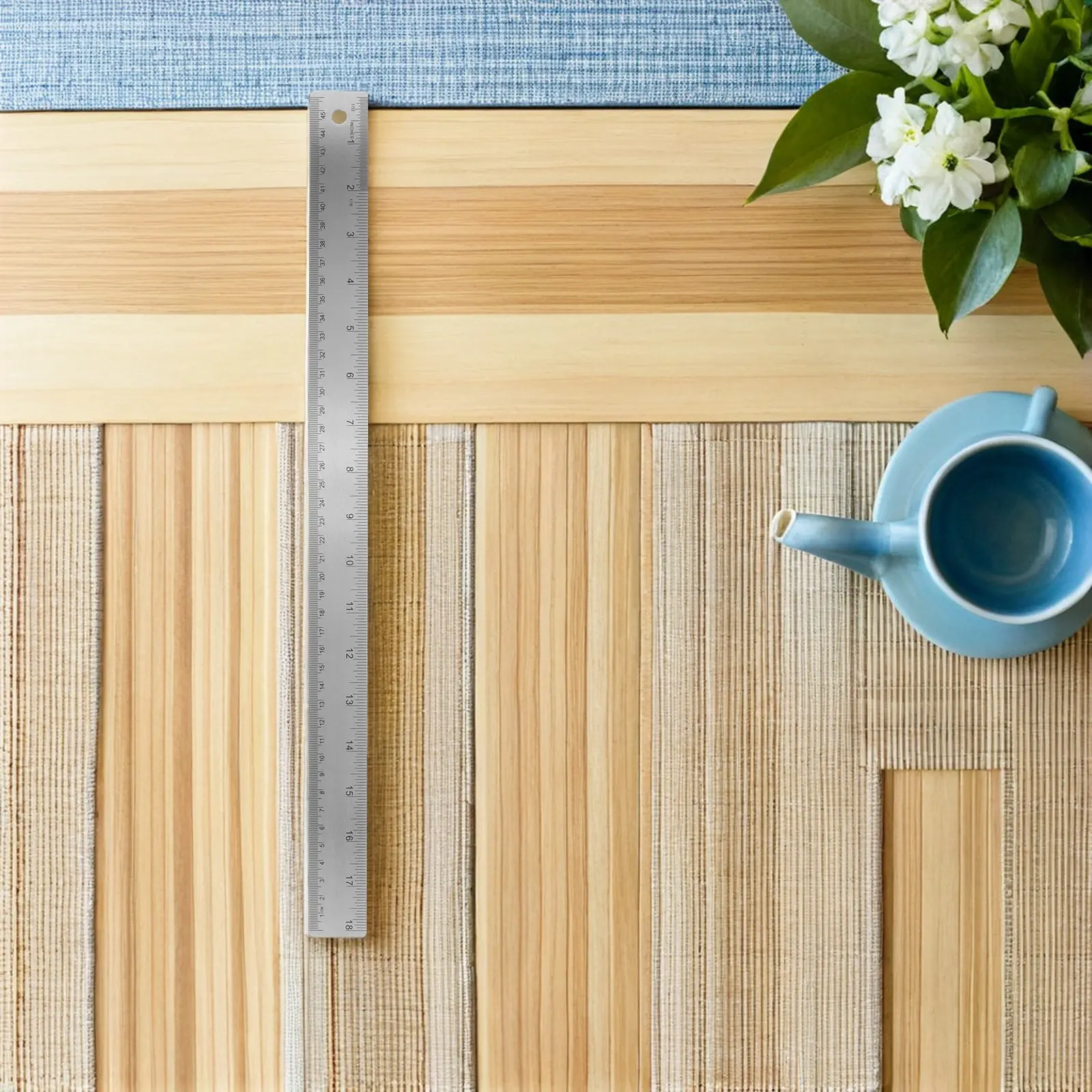 1세트 스테인리스 스틸 코르크 백 메탈 자 세트 눈금자 금속 드로잉 측정 도구 건축용