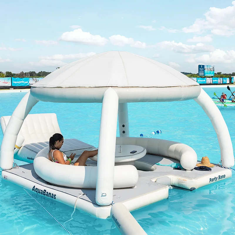 Sea Floating Platform Inflatable Shade Tent Multi-person Casual Bar Couch Lounge Chair Floating Floating Bed Floating Pool Yacht