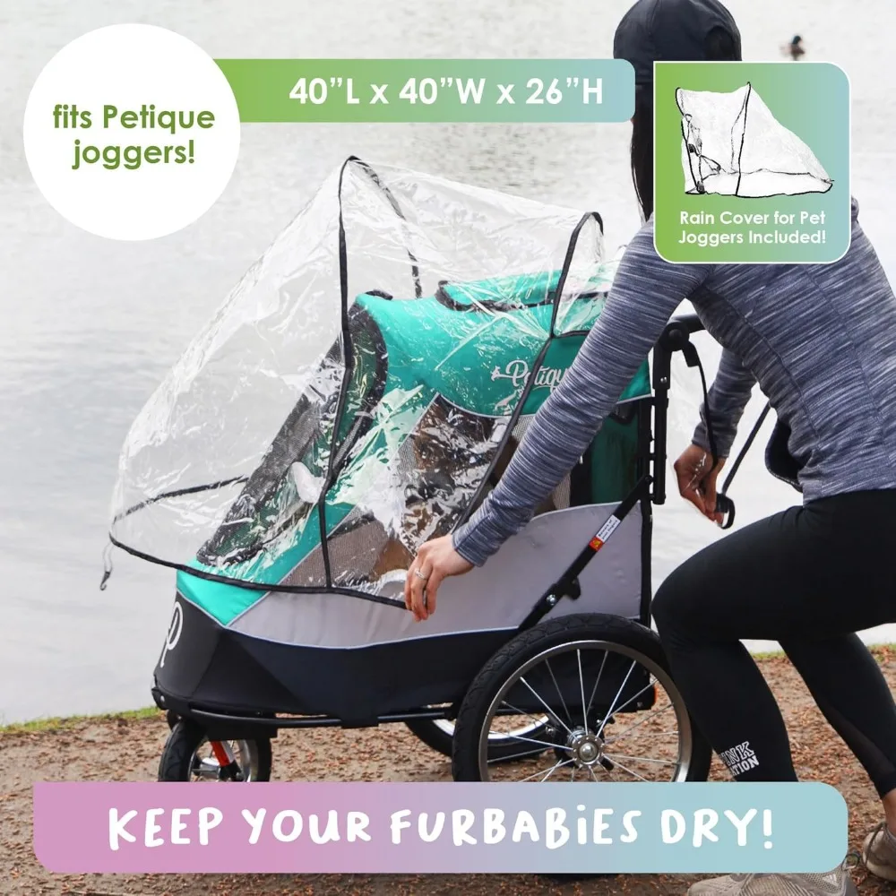 PETIQUE Trailblazer Jogger, Dog Cart for Medium Size Pets, Ventilated Pet Stroller for Cats & Dogs, Turquoise