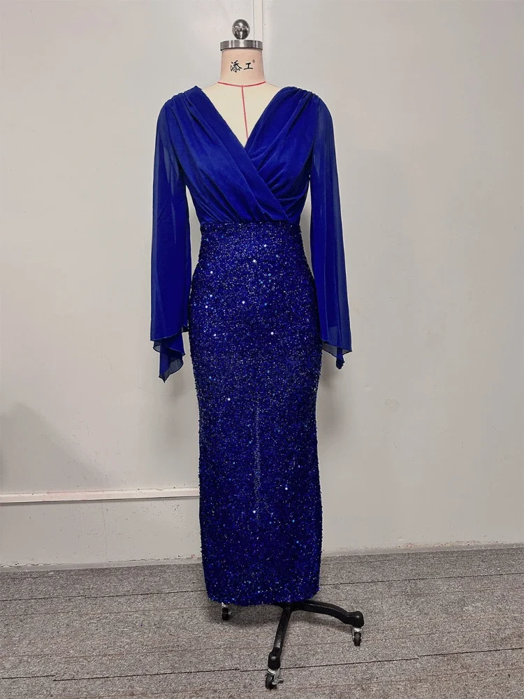 فستان سهرة مرقع بالترتر من الشيفون ، منتصف الخصر ،...