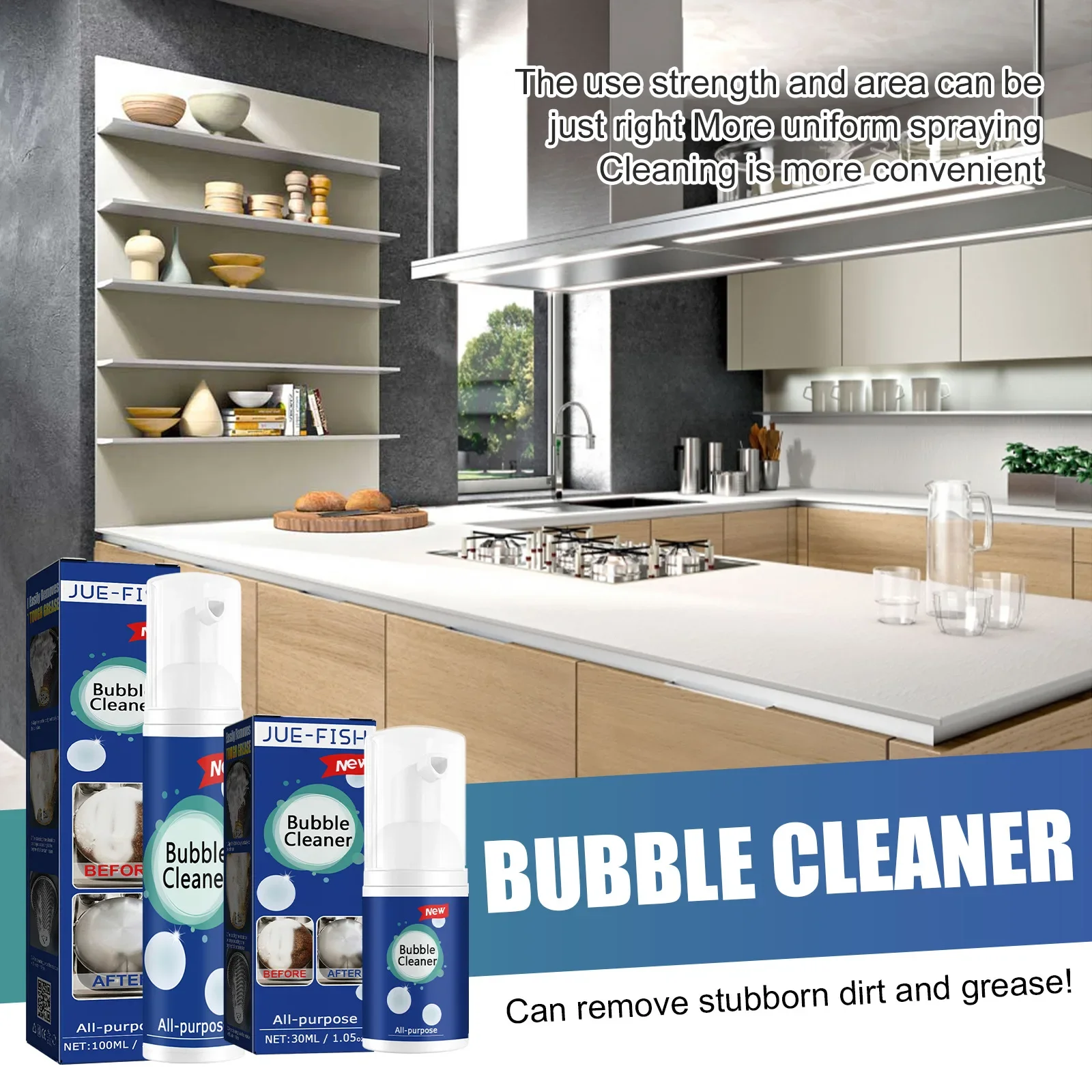 30/100ml Foaming Heavy Oil Stain Cleaner Kitchen Form Bubble Cleaner Rinse-Free All-Purpose Rust Stain Greasy Dirt Remover