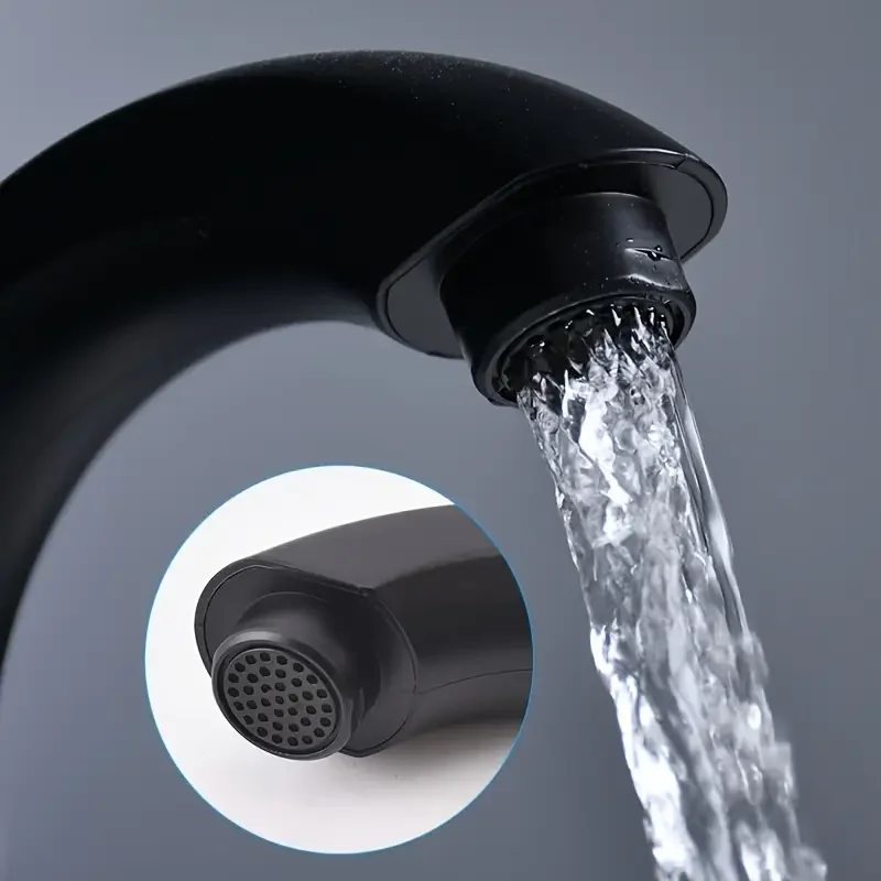 Modern single hole bathroom sink faucet with side spray matte black valve, ergonomic curved nozzle, easy to install