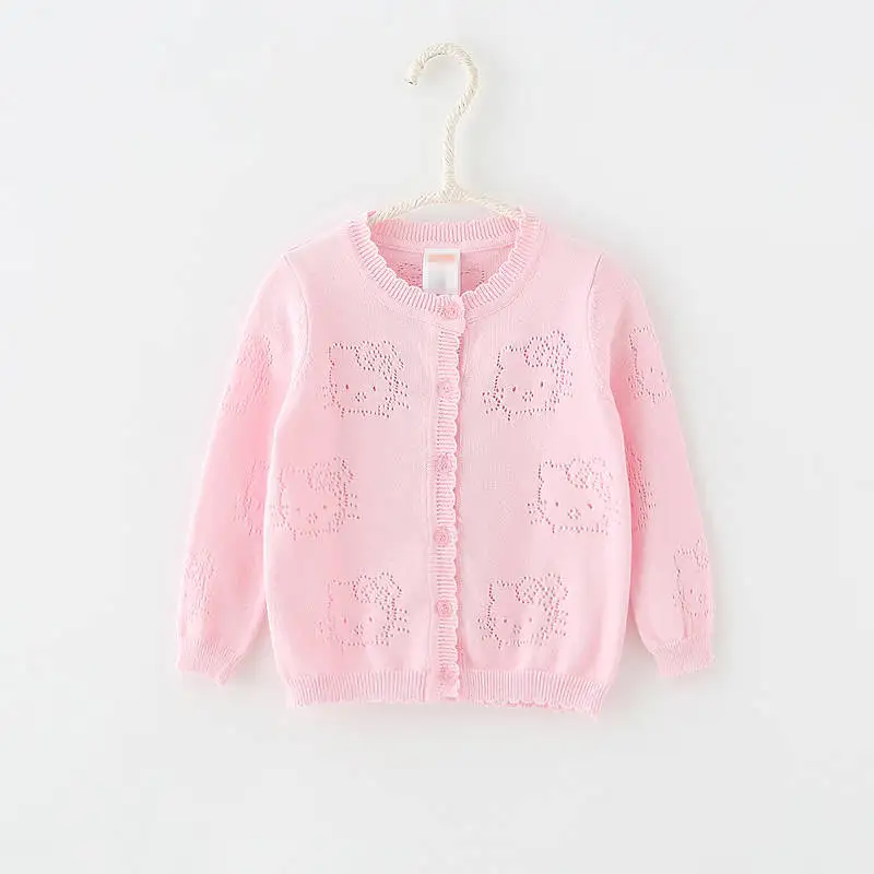 0-8yrs Ivory Cotton Girl Cardian Pink Jacket Children Shawl Little Kids Coat 1 2 3 4 Years Old Girls Clothes OGC215421