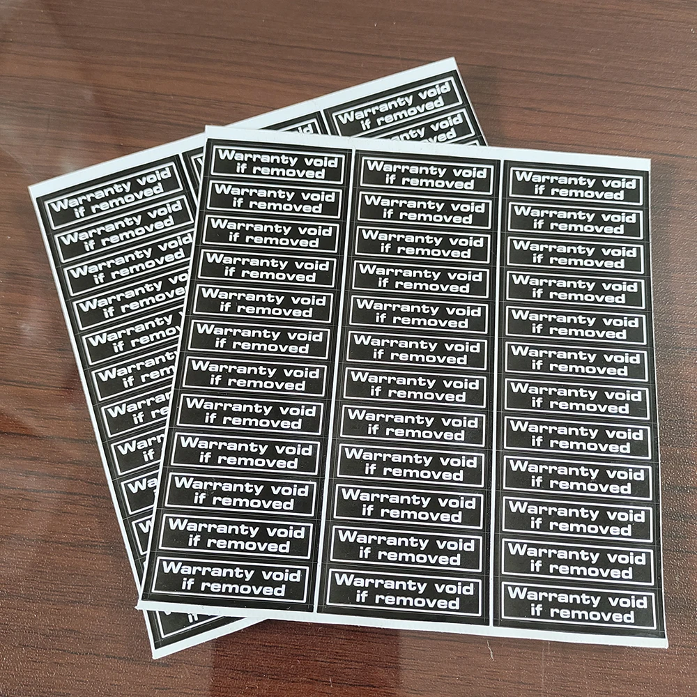 70pcs 34x9mm 제거된 경우 보증 무효 깨지기 쉬운 종이 보안 씰 열기 표시기 Tamper Evident Removal Proof Protection Label